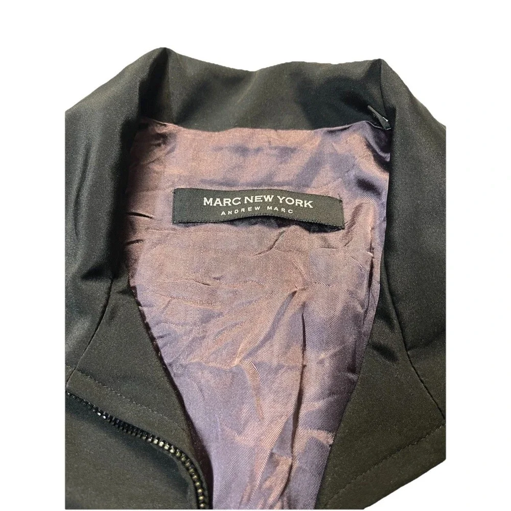 Marc New York Womens XS Black Peplum Zip Jacket Belted Waist Coat